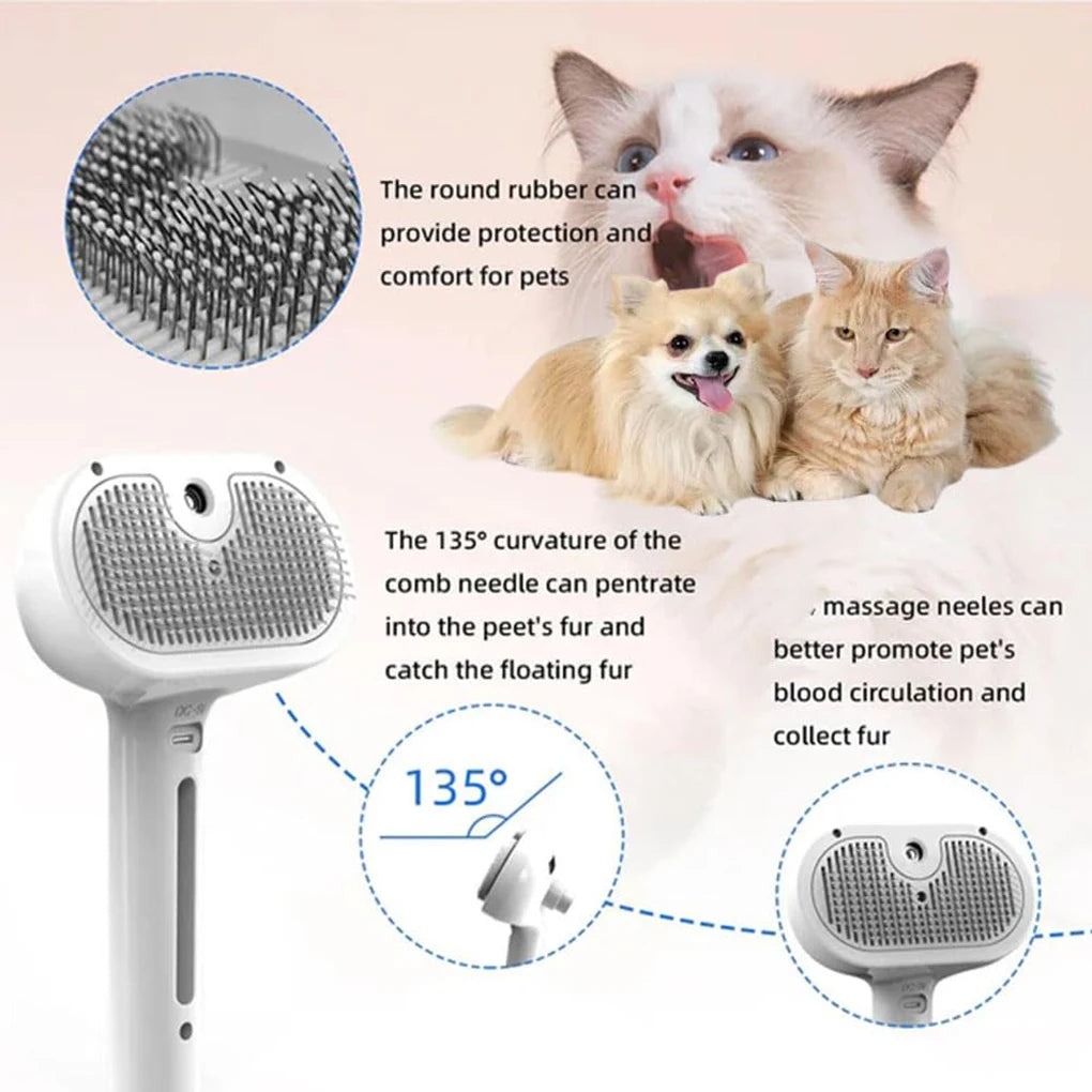 Steam Spray Pet Grooming Brush