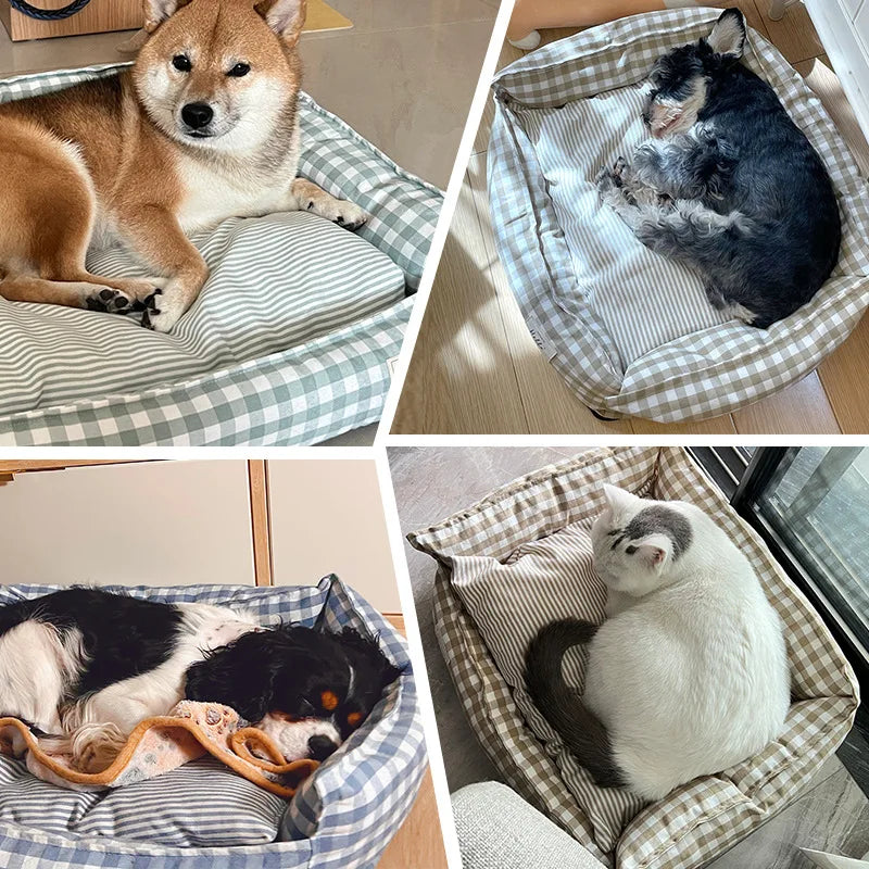 Striped Cotton Pet Sofa Bed