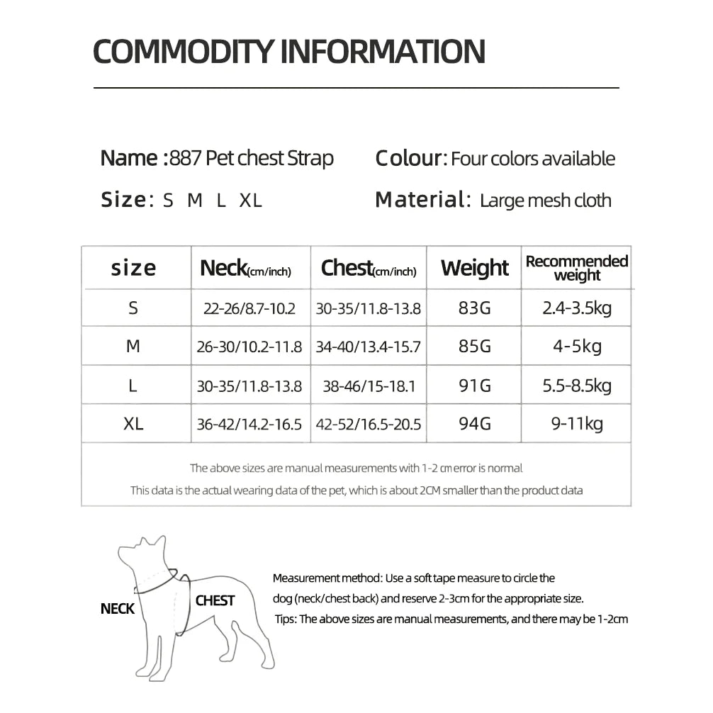 Reflective Breathable Pet Harness with Leash