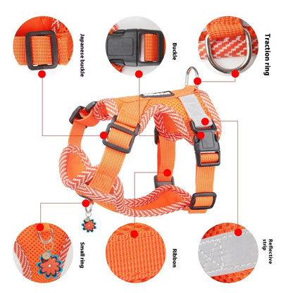 Reflective Breathable Pet Harness with Leash