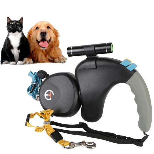 Retractable Dual Dog Leash with Light